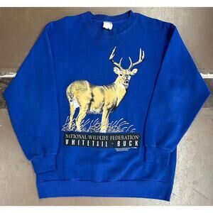 Vintage 1990 National Wildlife Federation Whitetail Buck 90s Nature Sweatshirt
